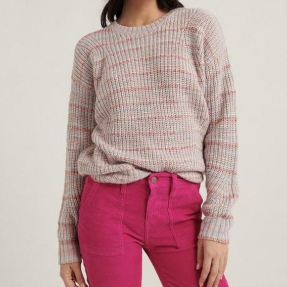 NWT Lucky Brand Marled Striped Scoop Neck Sweater - Picture 2 of 5